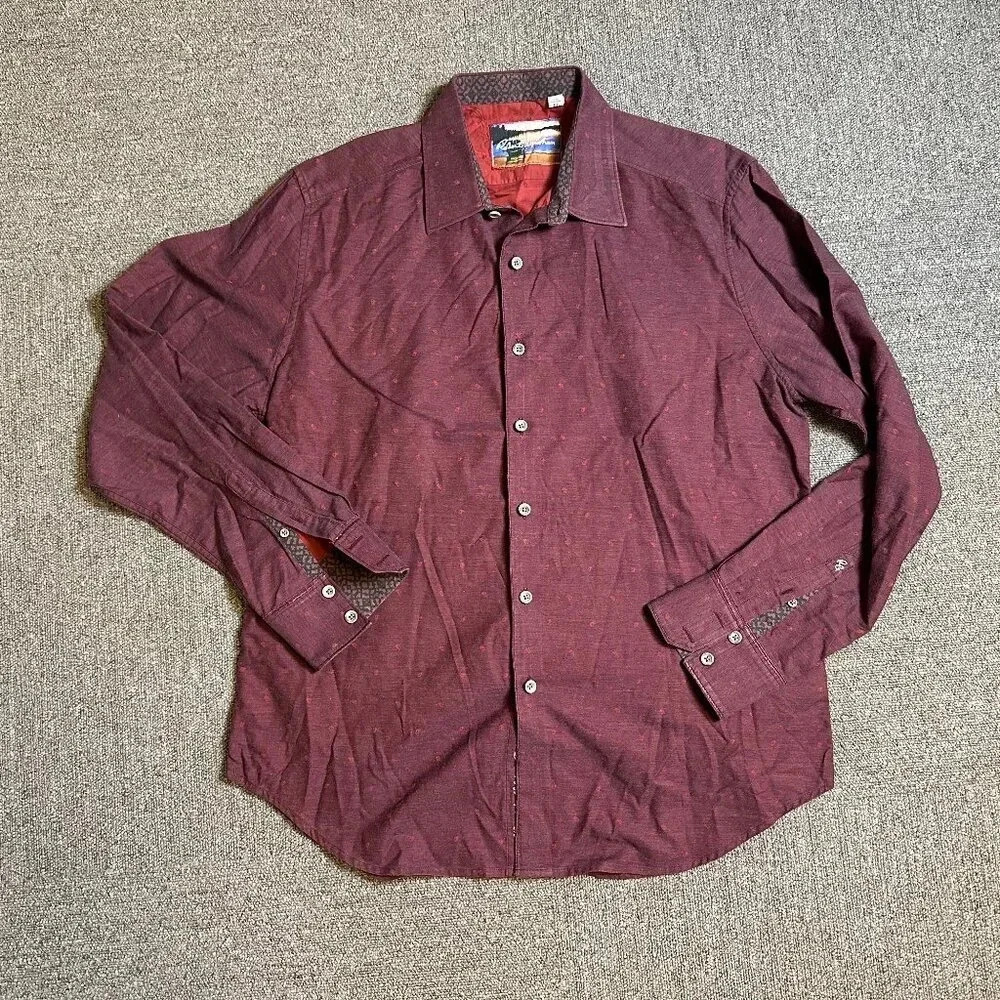 Robert Graham Burgundy Red 100% Cotton Long Sleeve Shirt in Size X-Large